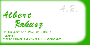 albert rakusz business card